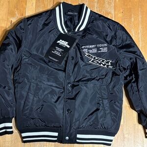 NWT Youth No Fear Street Tour Black Bomber Jacket
